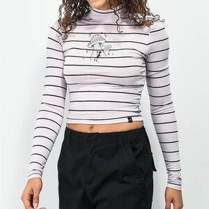 Jac Vanek Striped Long Sleeve Mock Neck